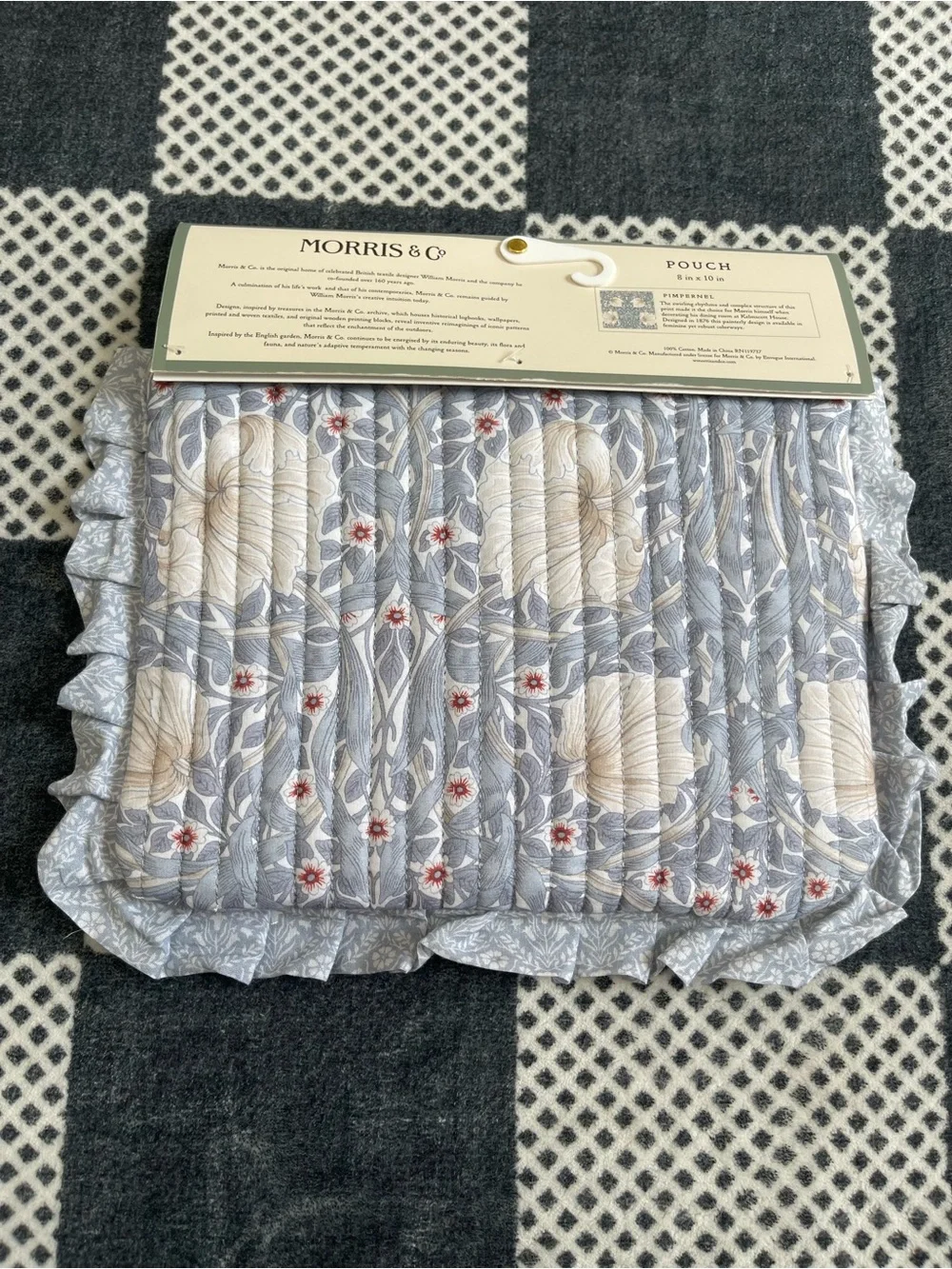 Morris & Co. Blue Floral Quilted Cosmetic Pouch